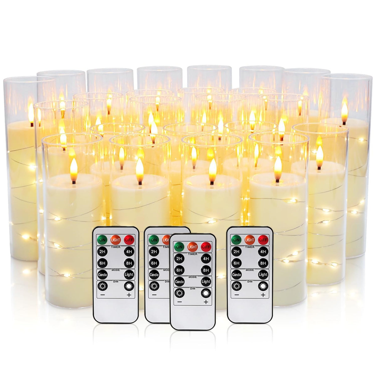 Flickering Flameless Candles with Remote and 2/4/6/8 H Timer Starry Lights candle Pack of 24 (D2.17"x H 5"6"7")with Realistic Moving Wick Candles for Valentine's Day Christmas & Home Decor,weeddings.. 🍁 All In One Marketplace Canada