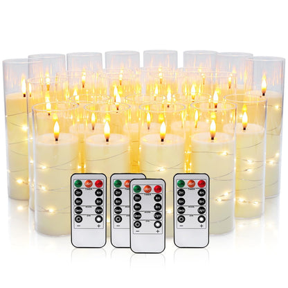 Flickering Flameless Candles with Remote and 2/4/6/8 H Timer Starry Lights candle Pack of 24 (D2.17"x H 5"6"7")with Realistic Moving Wick Candles for Valentine's Day Christmas & Home Decor,weeddings.. 🍁 All In One Marketplace Canada