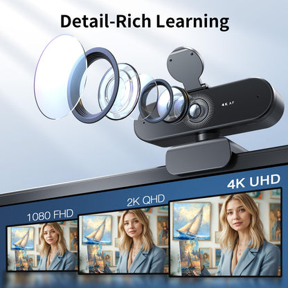 EMEET NOVA 4K Webcam for PC - Computer Camera PDAF Autofocus, 2 Mics, 73° FOV, Auto Light Correction, USB Plug & Play Web Cam, Privacy Cover, Ideal for Home Office, Streaming, Business & Video Calls