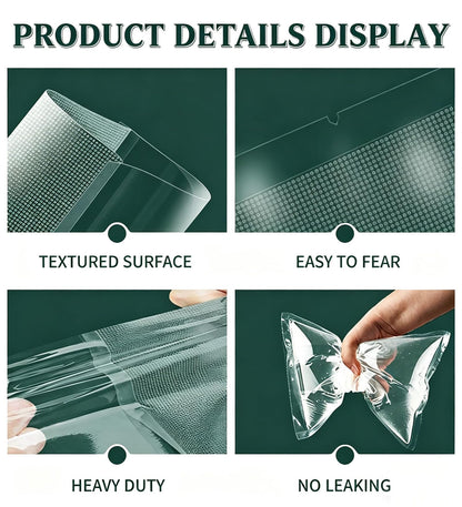 300 Count Vacuum Sealer Bags - Food Saver Bag (8x12,7x10,6x8) Precut Quart for Vacuum Seal, Meal Prep,Sous Vide, BPA Free, Heavy Duty, Commercial Grade Freezer Bags