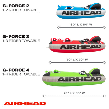 AirHead G-Force 3 Towable 1-3 Rider Tube for Boating and Water Sports, Heavy Duty Full Nylon Cover with Zipper, EVA Foam Pads, and Patented Speed Safety Valve for Easy Inflating & Deflating 🍁 All In One Marketplace Canada