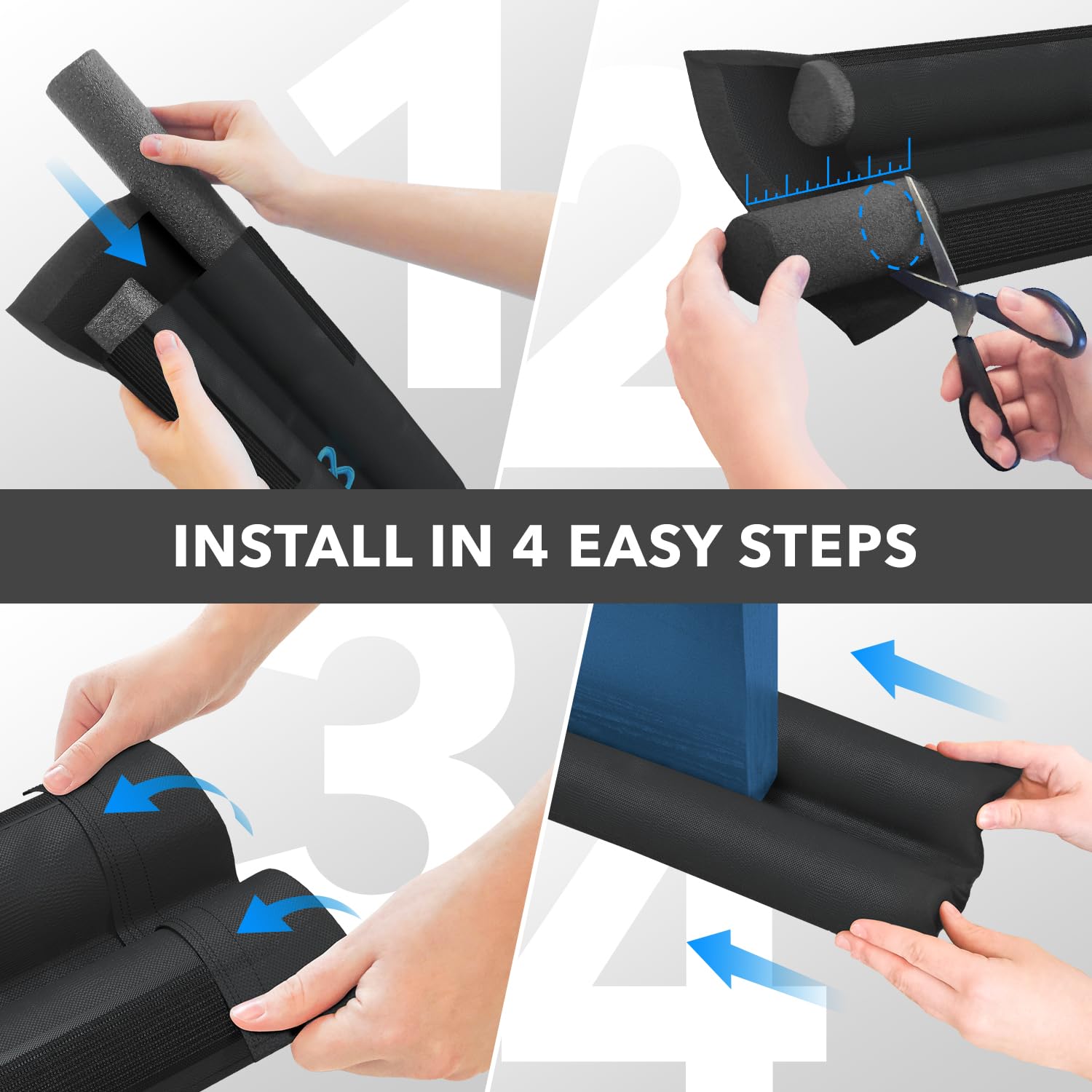 Everlasting Comfort 2 Sided Under Door Draft Stopper for Bottom of Doors - Quick Install, Keeps Heat In & Cold Air Out- Weather Stripping Door Seal Strip & Noise Blocker for Interior -Fits 76 - 91cm W