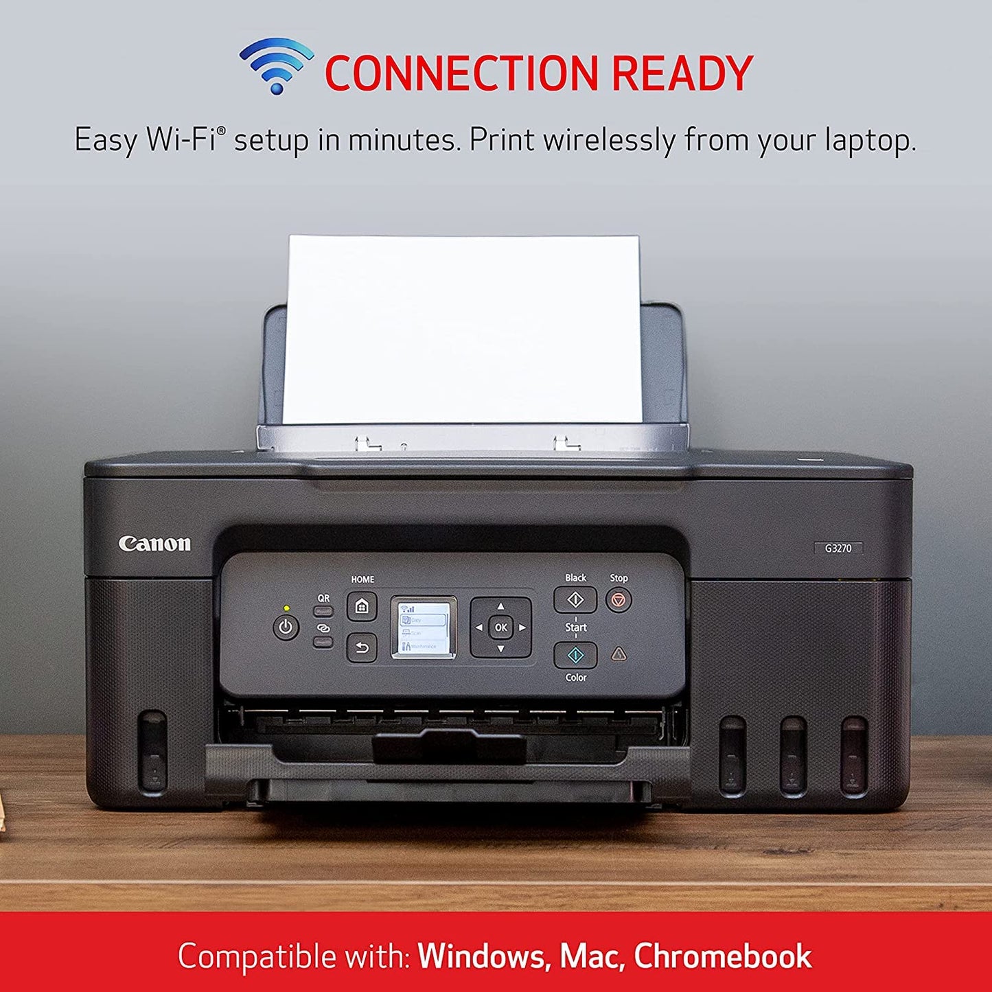 Canon PIXMA G3270 - MegaTank Ink Tank Wireless Printer, Colour All-in-One, Printer, Scanner, Copier, Mobile Friendly, Black