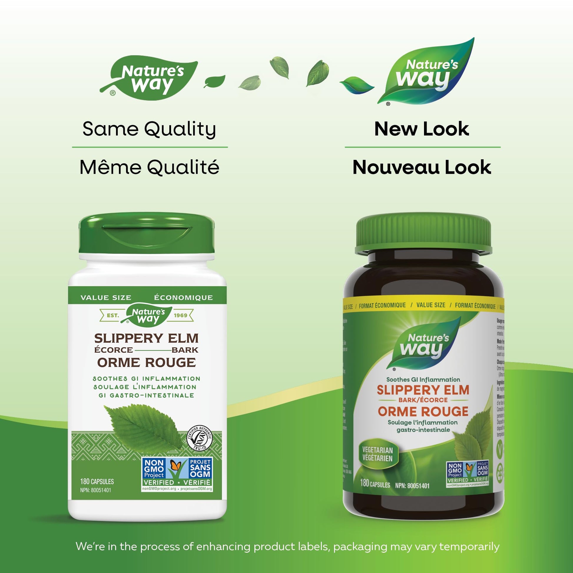 Nature’s Way Slippery Elm Bark – Traditionally Used to Soothe GI Tract Inflammation – Vegetarian, Non-GMO– 180 Capsules Nature's Way