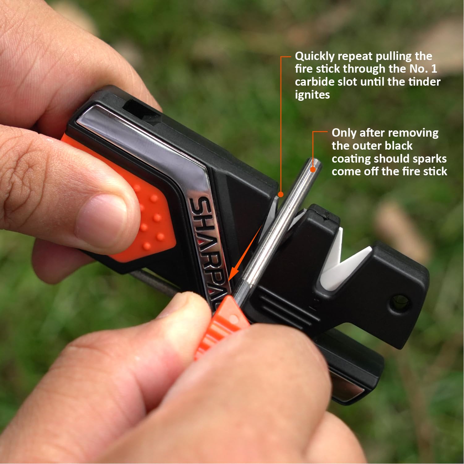 SHARPAL 101N 6-in-1 Pocket Knife Sharpener & Survival Tool, with Fire Starter, Whistle & Diamond Sharpening Rod, Quickly Repair, Restore and Hone Straight and Serrated Blade