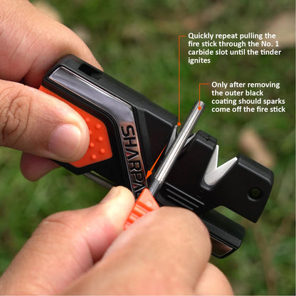 SHARPAL 101N 6-in-1 Pocket Knife Sharpener & Survival Tool, with Fire Starter, Whistle & Diamond Sharpening Rod, Quickly Repair, Restore and Hone Straight and Serrated Blade