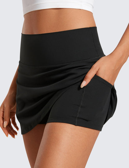 CRZ YOGA Butterluxe Skirts for Women High Waisted A Line Tennis Golf Athletic Casual Skorts with Pockets Black Small