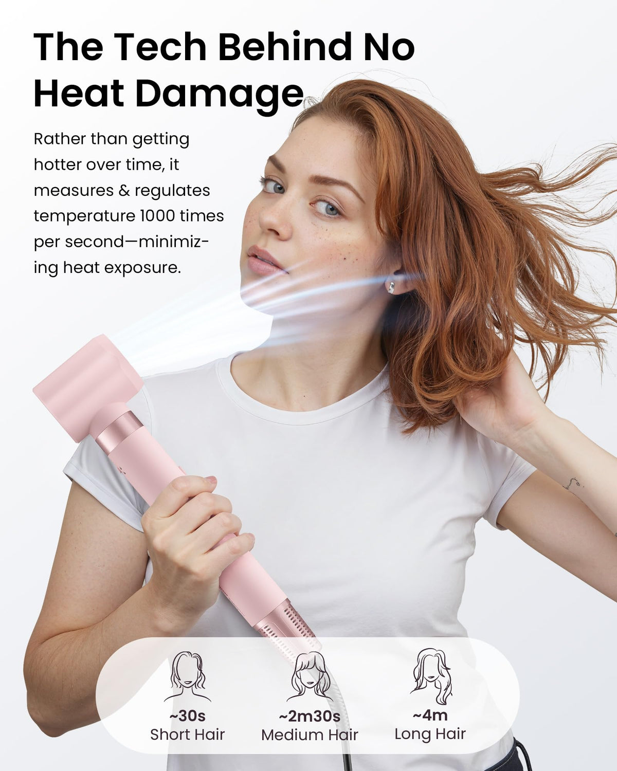 MESCOMB Hot Air Styler Hair Dryer Brush Kit, Peach Pink