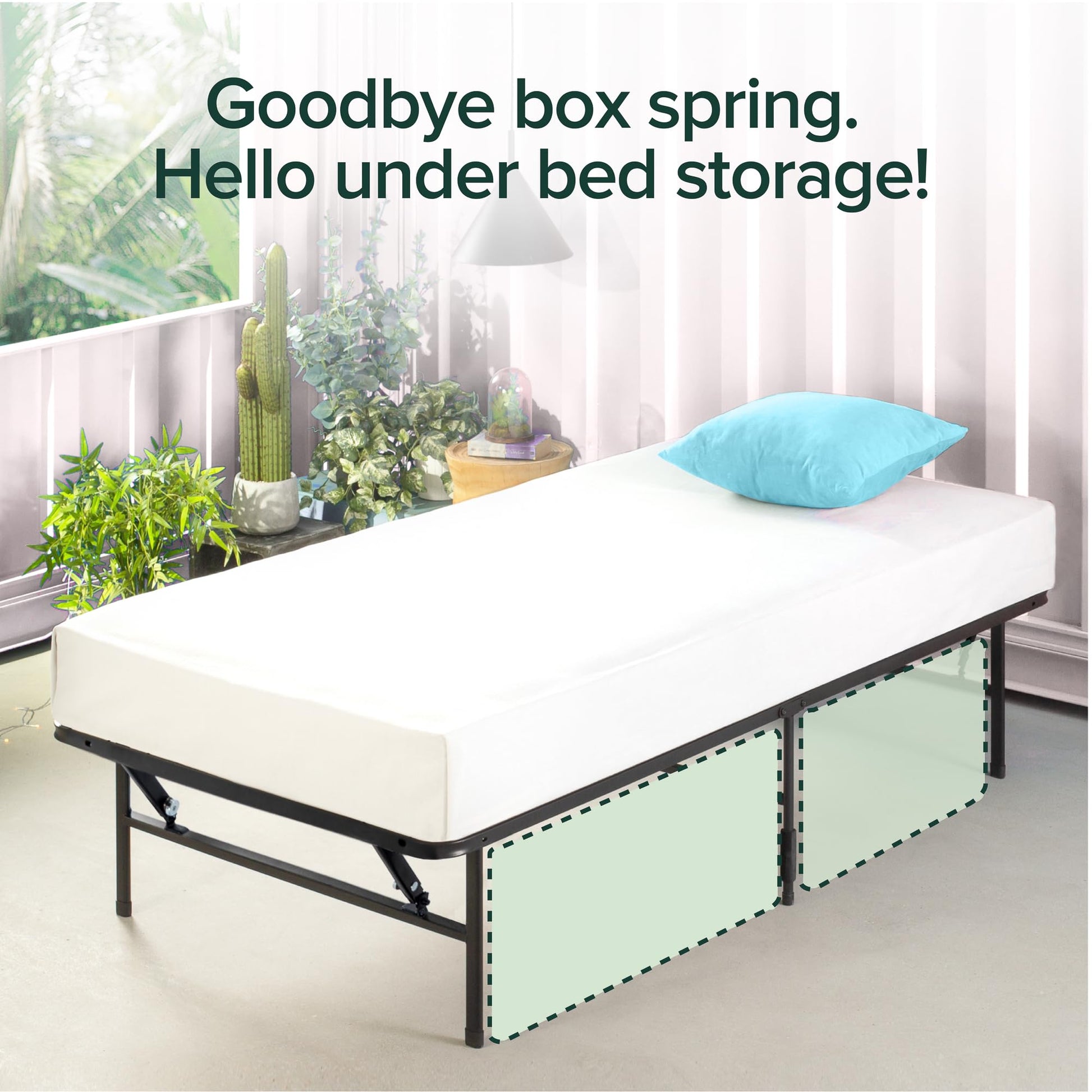 ZINUS SmartBase Tool-Free Assembly Mattress Foundation / 14 Inch Metal Platform Bed Frame/No Box Spring Needed/Sturdy Steel Frame/Underbed Storage, Black, Twin, Regular Zinus