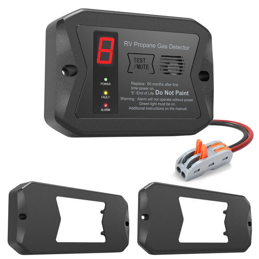 RV Propane Gas Detector, Digital Propane/LP Gas Alarm-12V DC for Motorhome Travel Trailer, Motor Coach, Truck Camper, (R501 Black) - Available at All In One Marketplace Canada