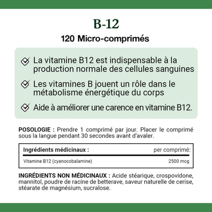 NATURE'S BOUNTY Vitamin B-12 Supplement, 2500 mcg, Quick Dissolve Tablets, Natural Cherry Flavour, Helps In Energy Metabolism, Essential In Normal Formation Of Blood Cells, 120 Tablets, 42 g - Available at All In One Marketplace Canada
