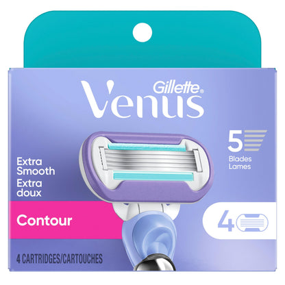 Gillette Venus Extra Smooth Contour Women’s Razor Blades, 5-Bladed Razor Refills, 1 Pack (Count of 4)