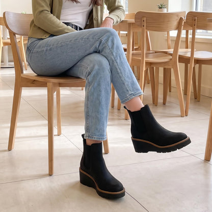 Athlefit Women's Platform Wedge Chelsea Ankle Boots Black Size 8 🍁 All In One Marketplace Canada
