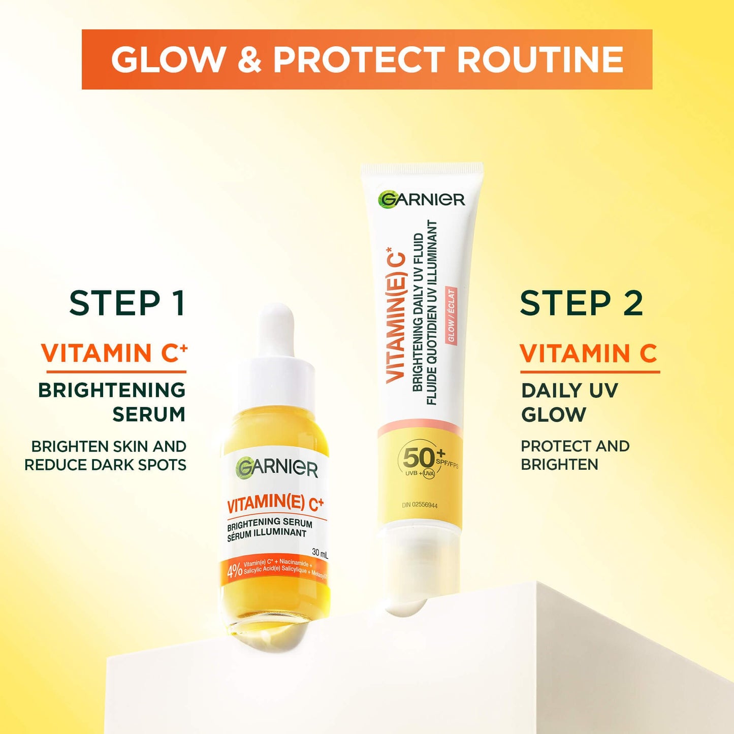 Garnier Vitamin C Daily UV Sunscreen Moisturizer SPF 50+, Brightening Glow Fluid for All Skin Tones, 50 mL