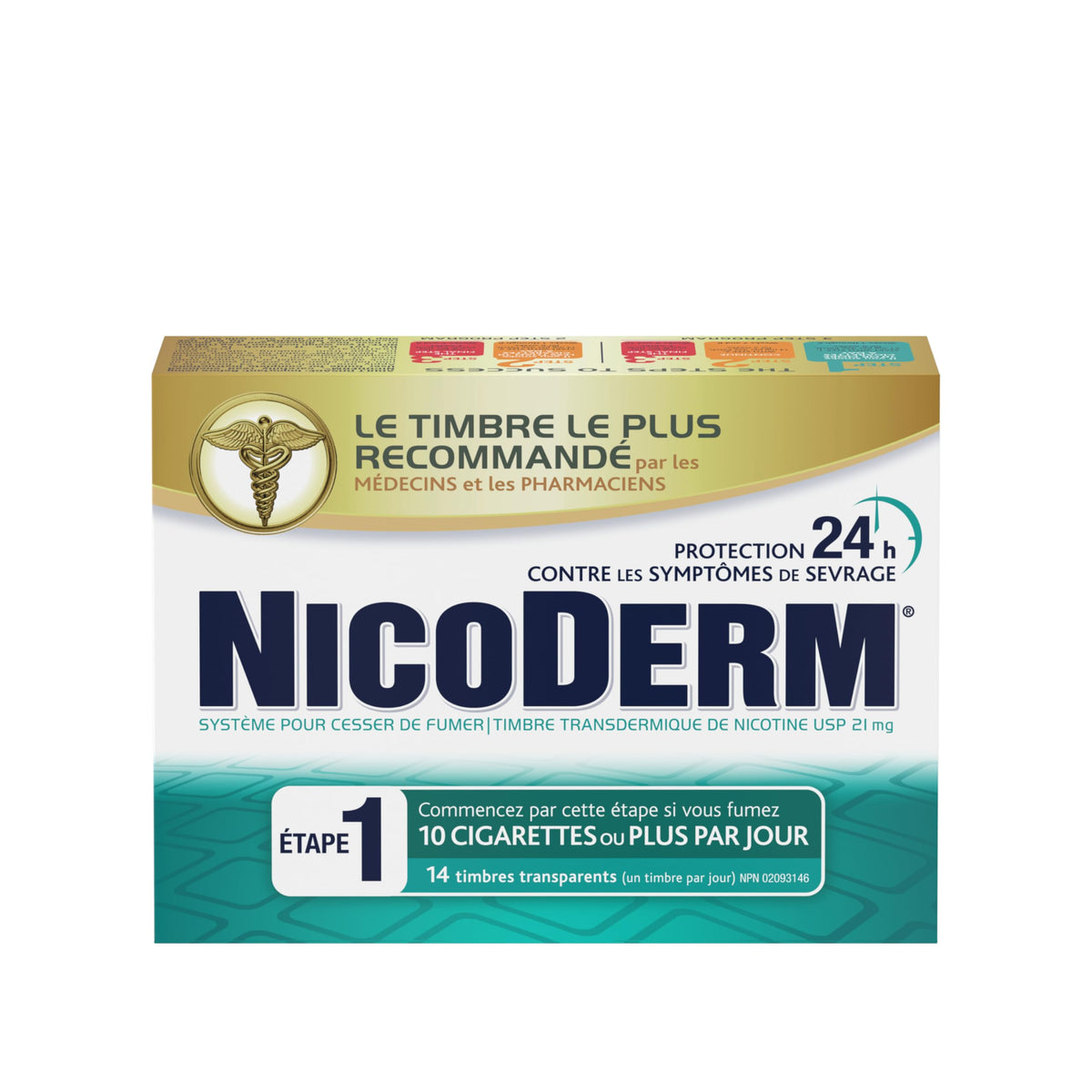 NicoDerm Clear Nicotine Patches Step 1 (21mg), 14 Count – Discreet 24-Hour