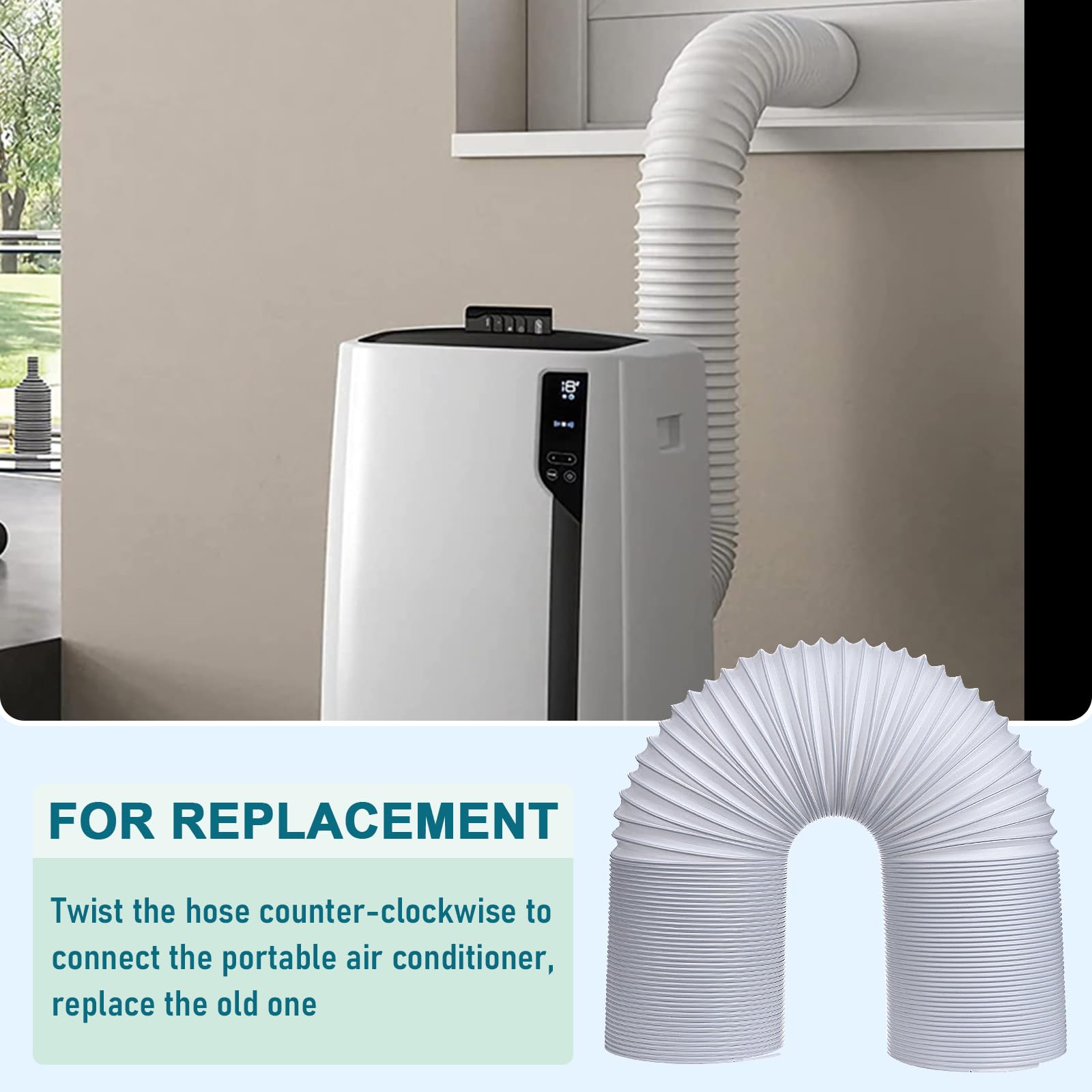 Portable Air Conditioner Hose with 5.9" Diameter & 80" Length Anti-Clockwise Thread, Universal Portable AC Exhaust Hose Air Conditioner Parts & Accessories - Available at All In One Marketplace Canada