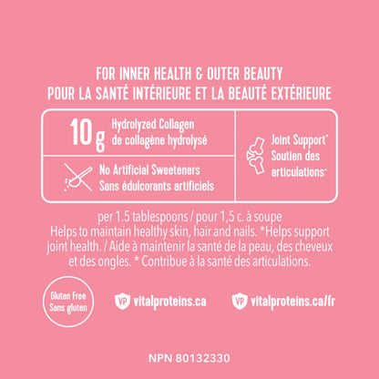 VITAL PROTEINS Beauty Collagen Peptides Strawberry Lemon Powder, Supports Hair, Skin & Nails With Hyaluronic Acid, Biotin & Vitamin C & Helps Form Collagen & Reduce Joint Pain Associated With Osteoarthritis, 201 g - Available at All In One Marketplace Canada