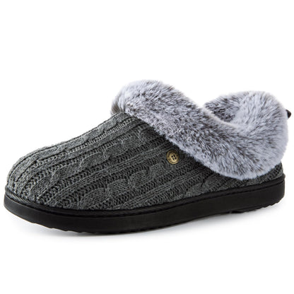 HomeTop Women’s Cable Knit Slippers Warm Fuzzy Indoor Gray, 7-8 US 🍁 All In One Marketplace Canada