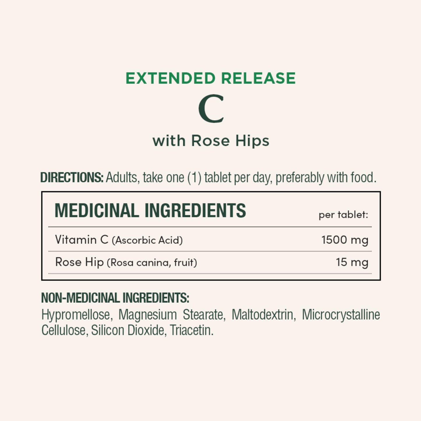 NATURE'S BOUNTY Vitamin C With Rose Hips, 1500 mg, Extended Release, Helps Maintain Immune Function, Coated Tablets, 192.7 g - Available at All In One Marketplace Canada