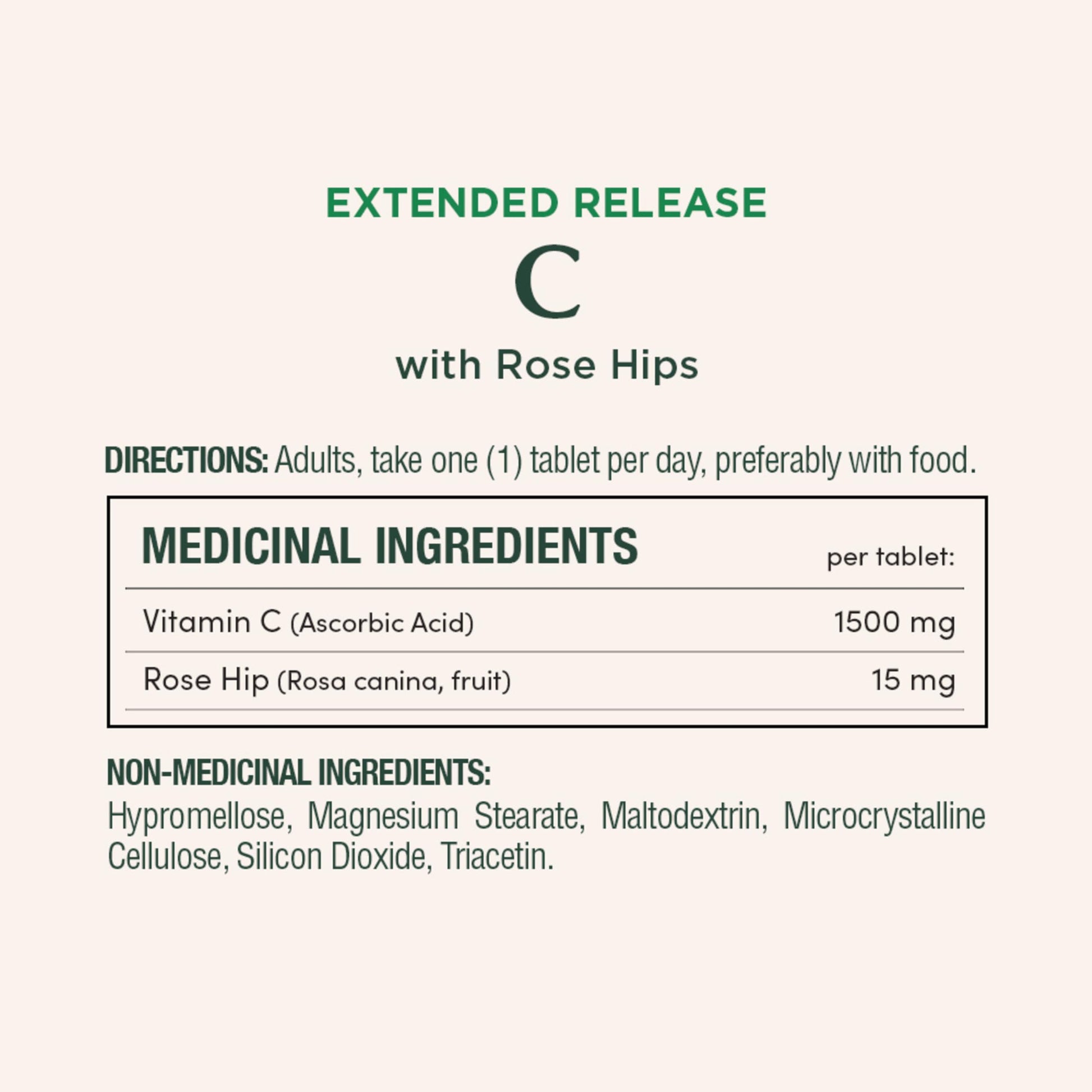 NATURE'S BOUNTY Vitamin C With Rose Hips, 1500 mg, Extended Release, Helps Maintain Immune Function, Coated Tablets, 192.7 g - Available at All In One Marketplace Canada