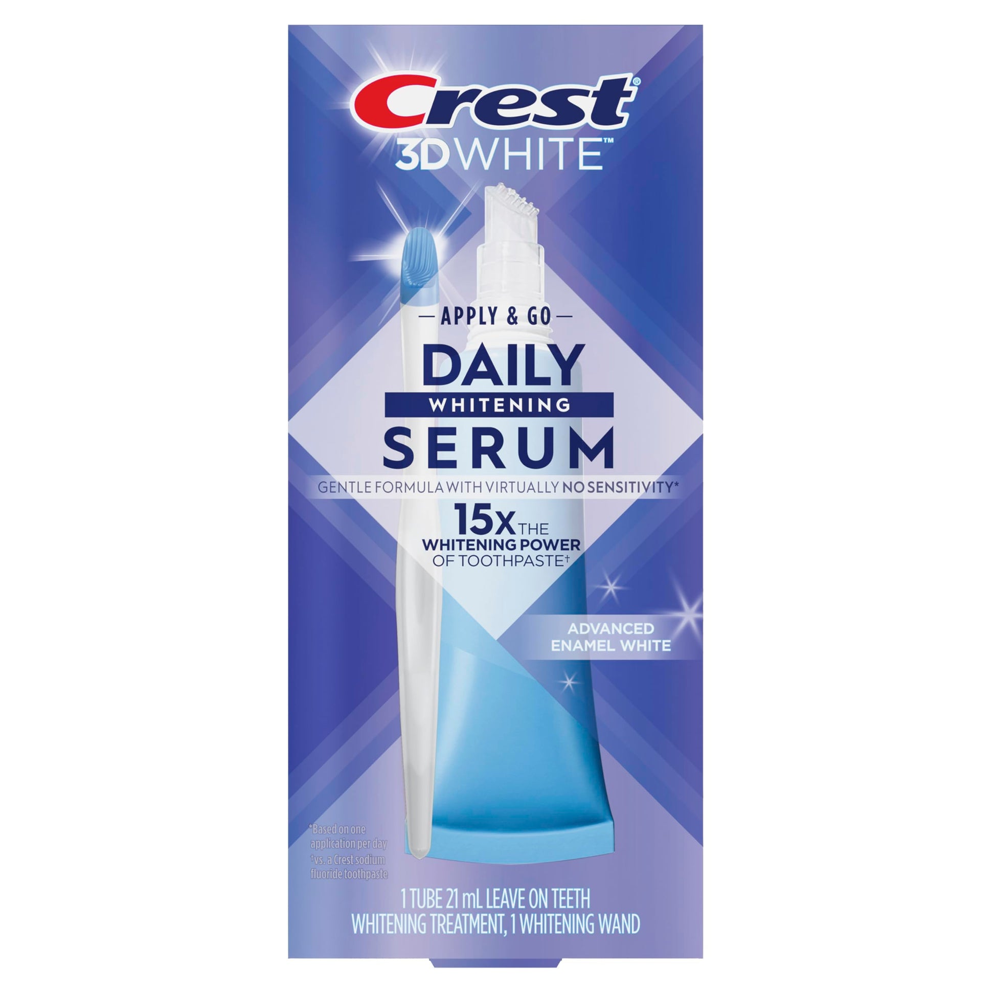 Crest 3D White Daily Whitening Serum Advanced Enamel White, Leave-on Teeth Whitening Treatment, 21 mL Crest
