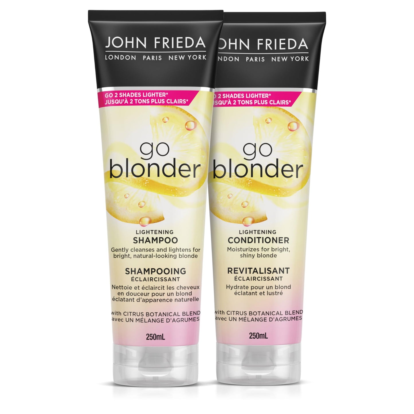 John Frieda Go Blonder Duo for Blondes, Lightening Shampoo and Conditioner, Gradually lightens and brightens natural, colour-treated and highlighted blonde hair, peroxide and ammonia free. Packaging May Vary 🍁 All In One Marketplace Canada