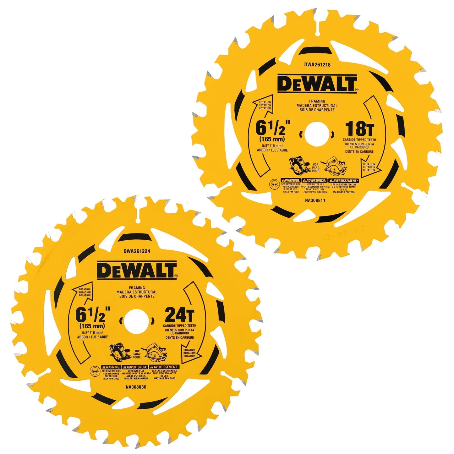 DEWALT Circular Saw Blade Combo Pack, 6 1/2 Inch, 18-Tooth and 24 - Tooth (DWA2612CMB) 🍁 All In One Marketplace Canada