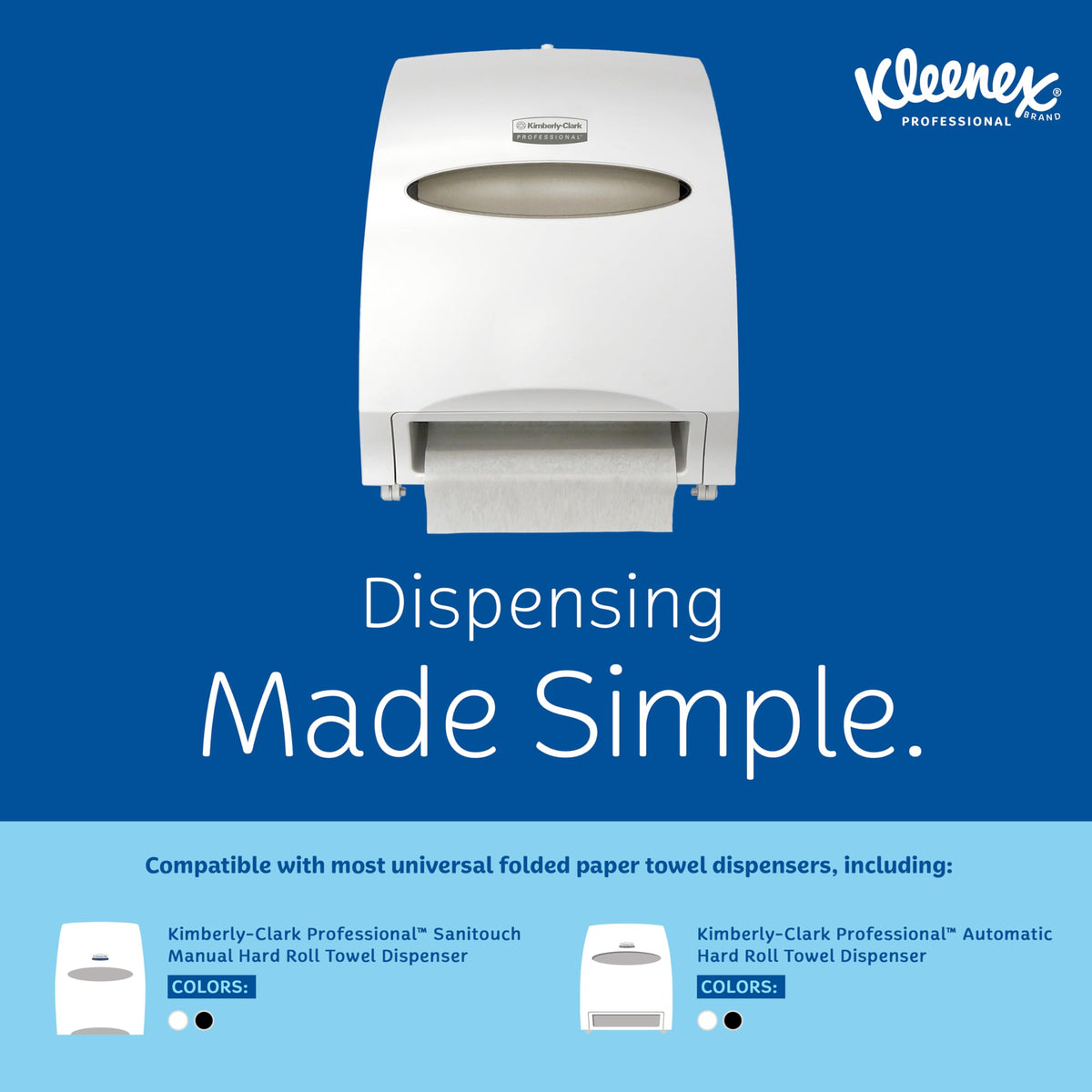 Kleenex Professional Universal Hard Roll Paper Towels, Bulk (50606), Hardwound 1.75" Core, Premium Absorbency Pockets, White (6 Rolls at 600' Each, 3,600'/Case)