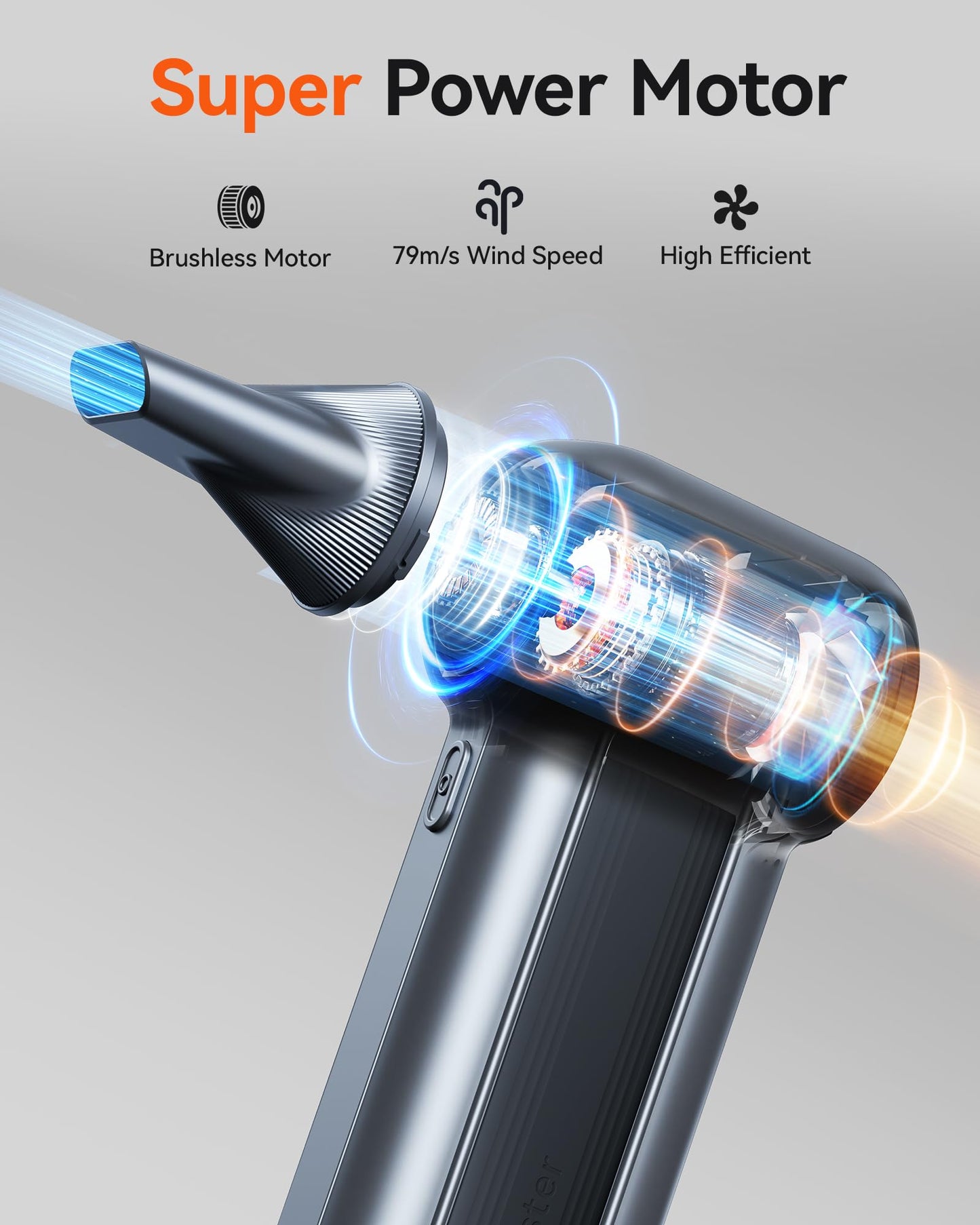 WOLFBOX MF100 Compressed Air Duster-150000RPM Super Power Cordless Air Duster, Rechargeable Brushless Motor Durable Blower, 3-Gear Adjustable Dust Blower for Computer, Keyboard, Outdoor, House and Car - Available at All In One Marketplace Canada