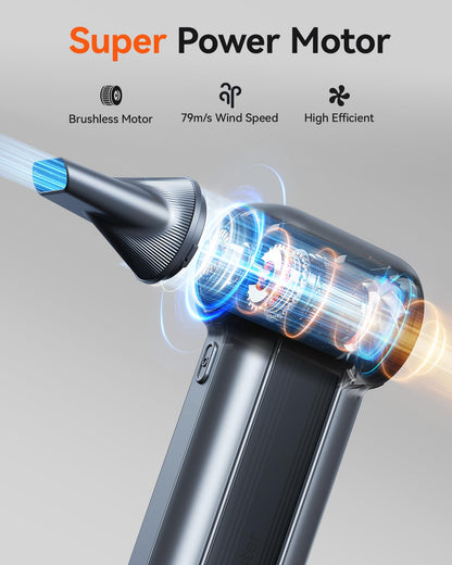 WOLFBOX MF100 Compressed Air Duster-150000RPM Super Power Cordless Air Duster, Rechargeable Brushless Motor Durable Blower, 3-Gear Adjustable Dust Blower for Computer, Keyboard, Outdoor, House and Car - Available at All In One Marketplace Canada