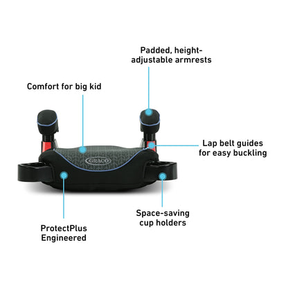 Graco TurboBooster Backless Booster Seat, Big Kid Car Seat from 18-45 kg (40-100 lb), Machine Washable Cover, Rio - Available at All In One Marketplace Canada