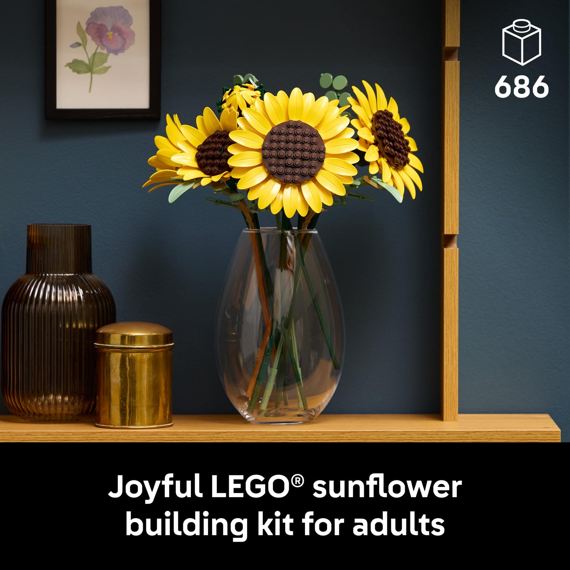 LEGO Botanicals Sunflower Bouquet Building Set for Adults, Ages 18+ - Artificial Flowers for Home Office, Bedroom, or Desk Decor - Gifts for Women & Men - 11502 LEGO