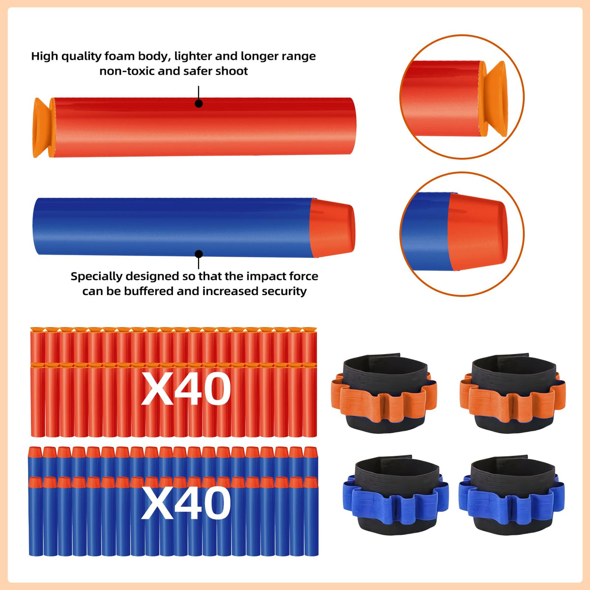 Kasebro 4 Pack Blaster Set for Kids Team Battle with 80 Darts & Wrist Bands 🍁 All In One Marketplace Canada