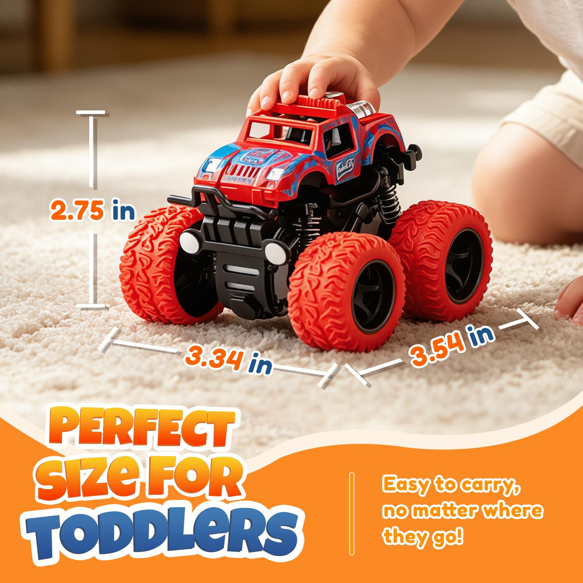 4 Pack Monster Trucks Toys for Boys 2 3 4 5 6 7 Year Old, Friction Powered Pull Back Car Toys for Toddlers Kids Ages 3-5 2-4 4-7, Best Birthday Christmas Party Gift for Boys and Toddlers 🍁 All In One Marketplace Canada