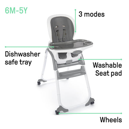 Ingenuity SmartClean Trio Elite 3-in-1 Convertible Baby High Chair, Toddler Chair, and Dining Booster Seat-Slate 🍁 All In One Marketplace Canada