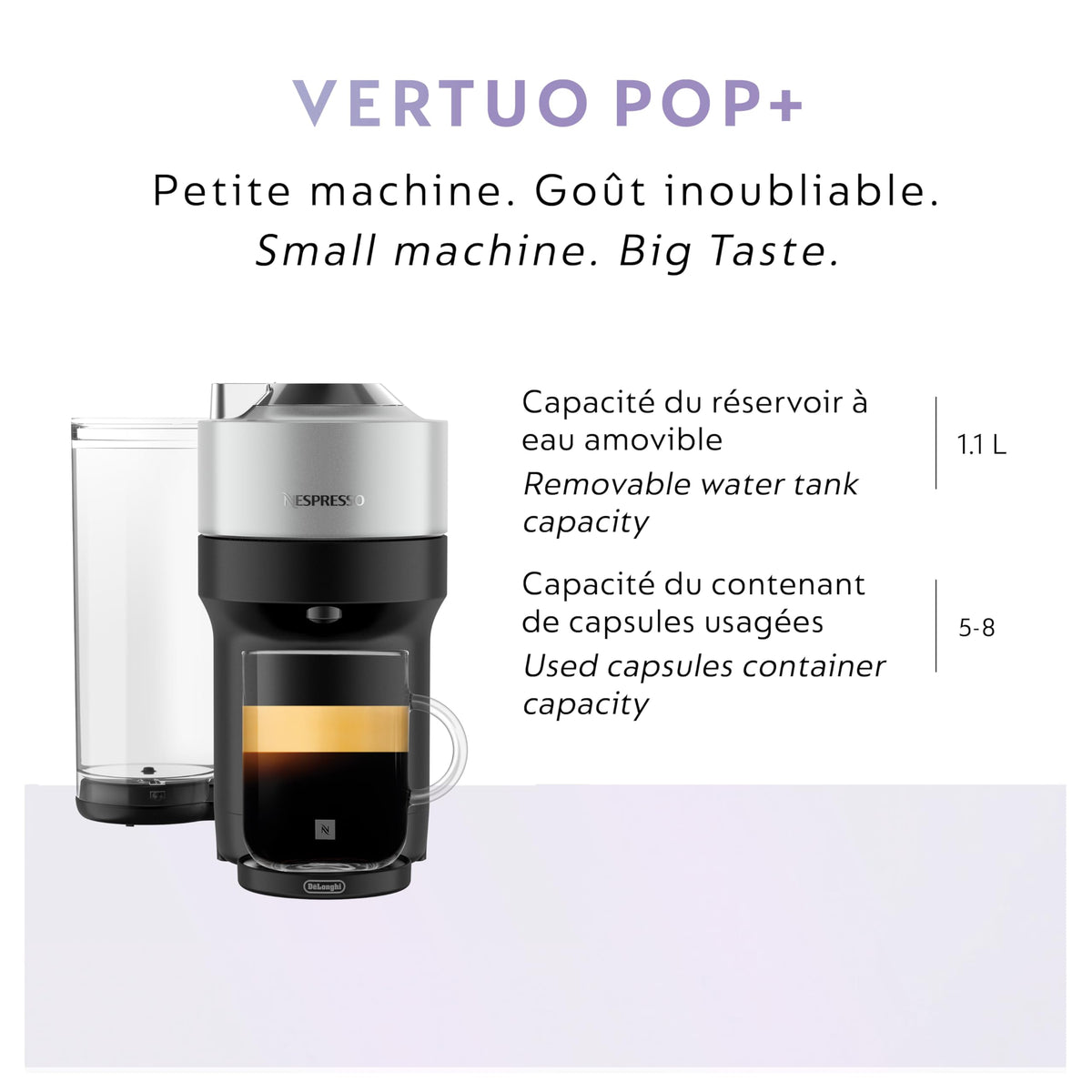Nespresso Vertuo Pop+ Deluxe Pod Coffee & Espresso Machine Silver