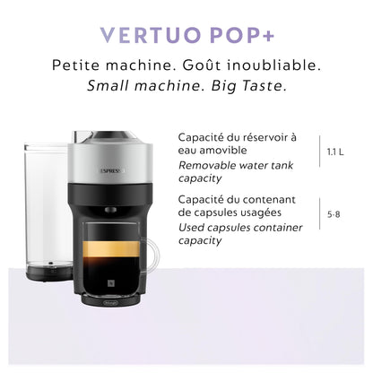 Nespresso Vertuo Pop+ Deluxe Pod Coffee & Espresso Machine Silver