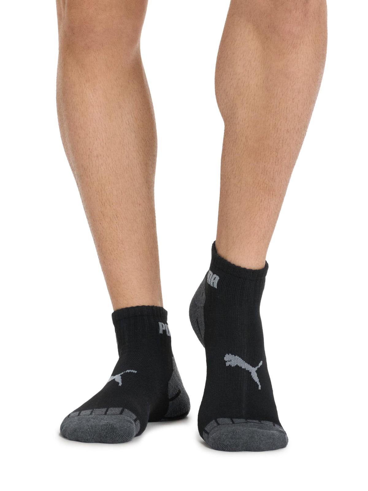 PUMA Men's 8 Pack Athletic Cushioned Quarter Crew Socks, Charcoal, 10-13