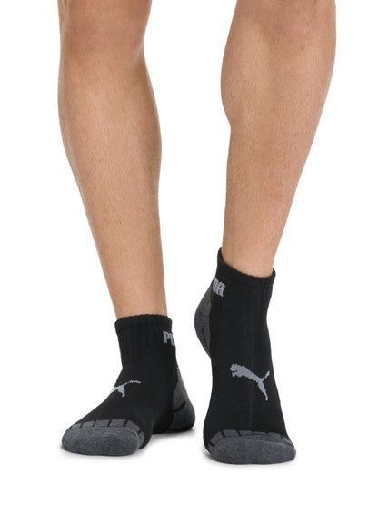 PUMA Men's 8 Pack Athletic Cushioned Quarter Crew Socks, Charcoal, 10-13