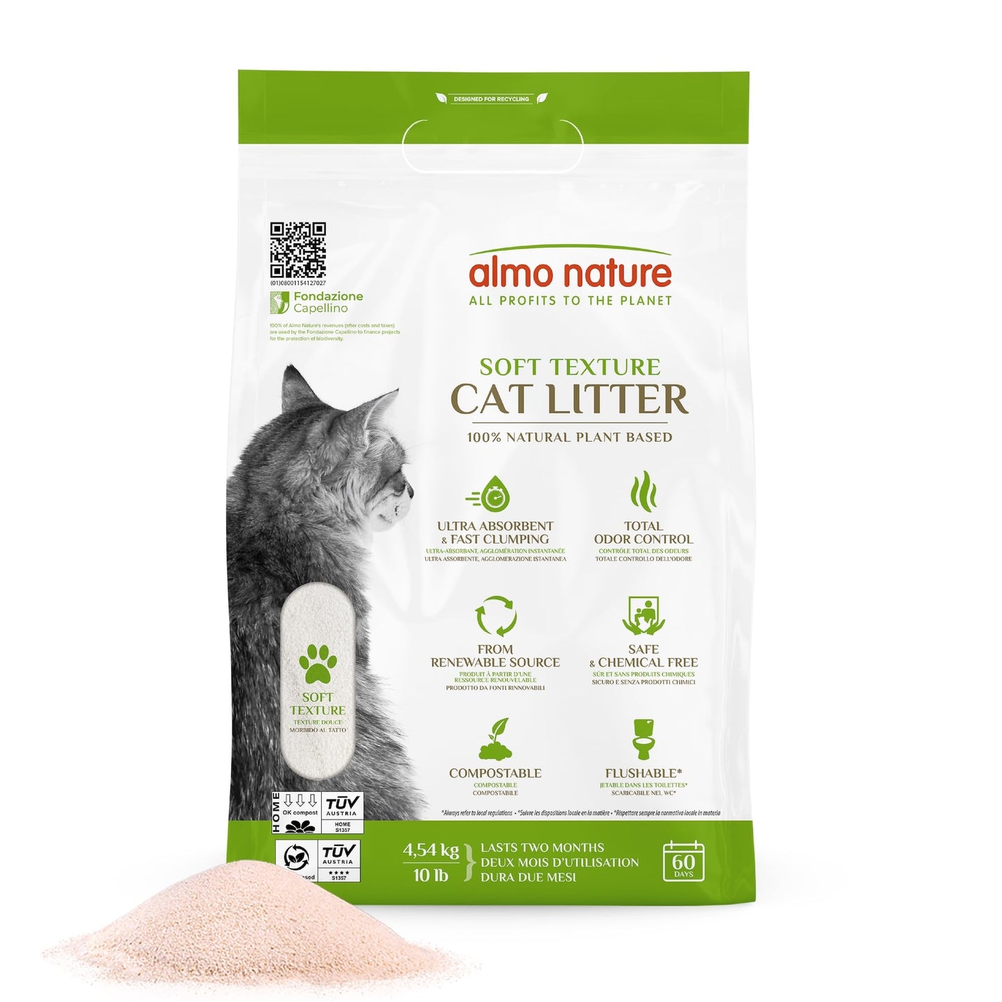 Almo Nature: Natural Unscented Cat Litter - 10 lbs - Non-Toxic, 100% Plant-Based, Clumping, Biodegradable, Compostable, for Cats & Kittens almo nature