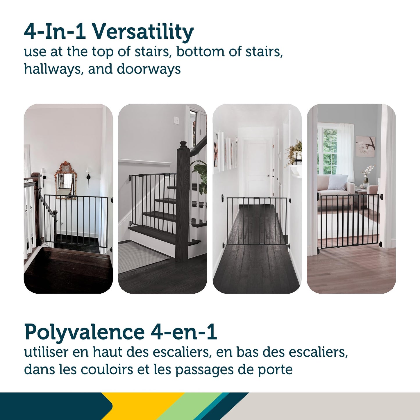 Safety 1st Top of Stairs Expanding Metal Baby Gate – Hardware-Mounted for Stairs, Hallways & Doors, Adjustable 27”-42” Wide, Pet & Dog Gate, Black 🍁 All In One Marketplace Canada