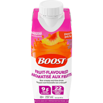 BOOST Peach Flavoured Complete Nutrition Drink, 24 Pack (237 mL Each)
