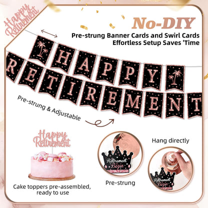 Retirement Party Decorations for Women, Pre-Assembled Rose Gold Black Set. 🍁 All In One Marketplace Canada