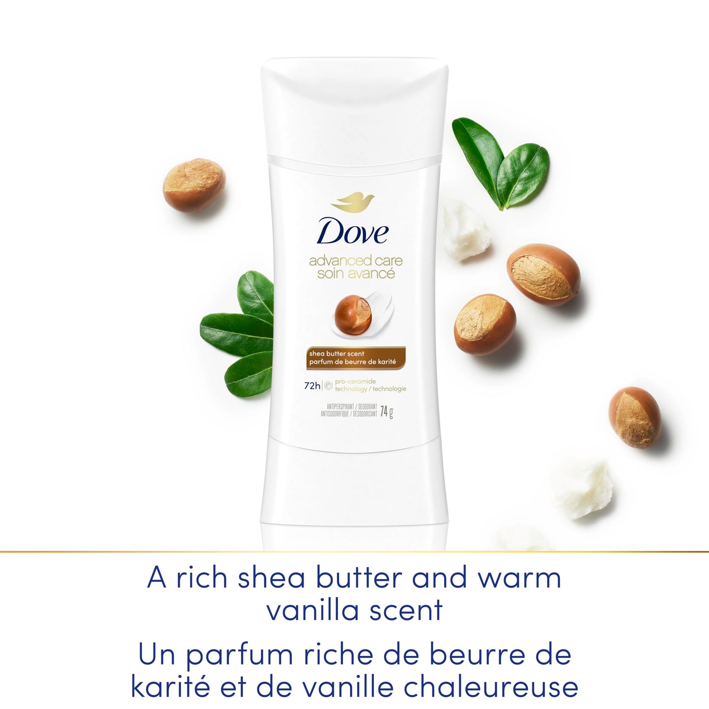 Dove Advanced Care Antiperspirant Stick for women Shea Butter for 48-Hour Protection, Cruelty-Free Women's Antiperspirant, 74g (Pack of 3) - Available at All In One Marketplace Canada