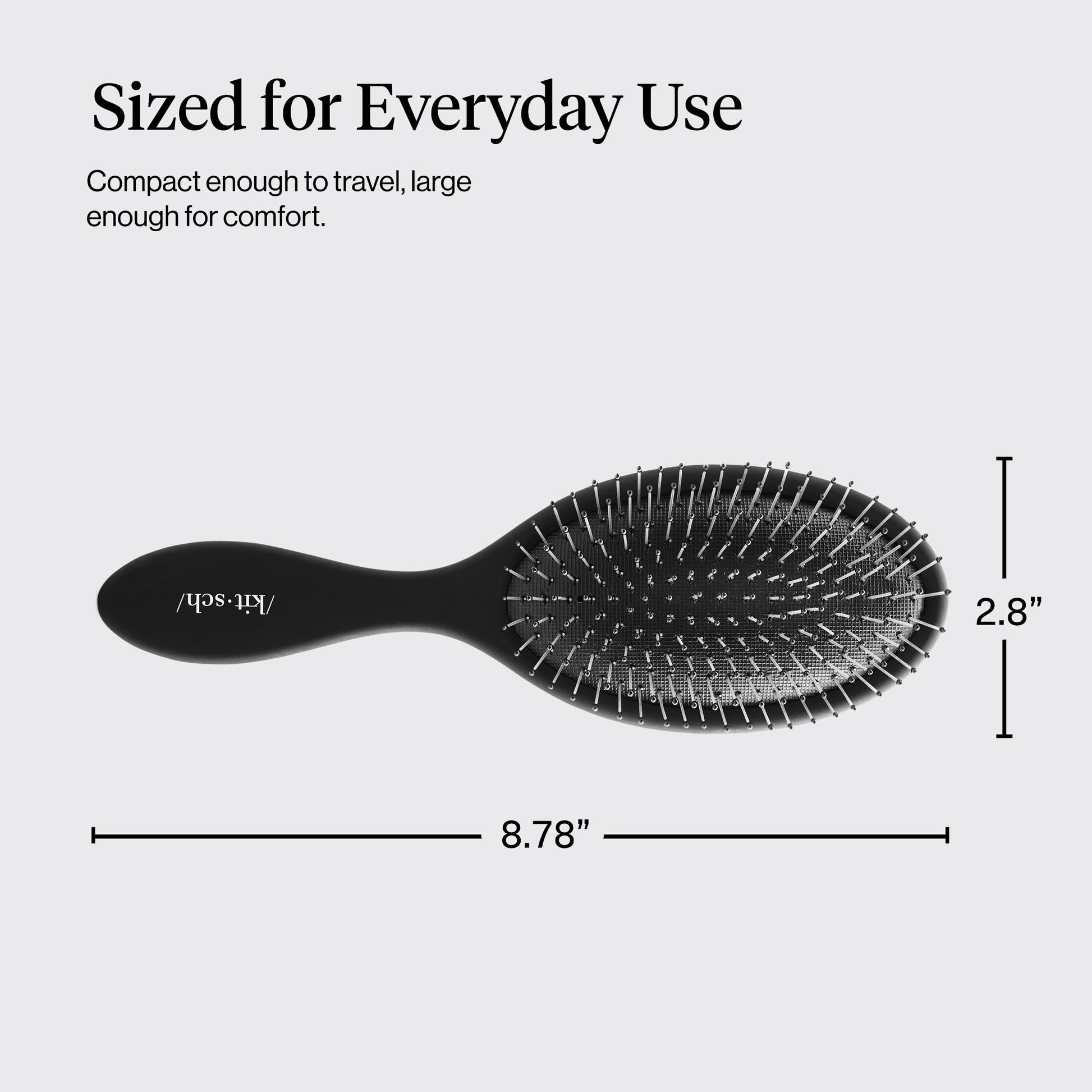 Kitsch Recycled Plastic Wet/Dry Hair Brush, Detangling Tool for Curly or Straight Styles, Brush for Tangled Strands, Flexible Hairbrush Bristles, Brushes for Women & Men, Adults & Kids - Black