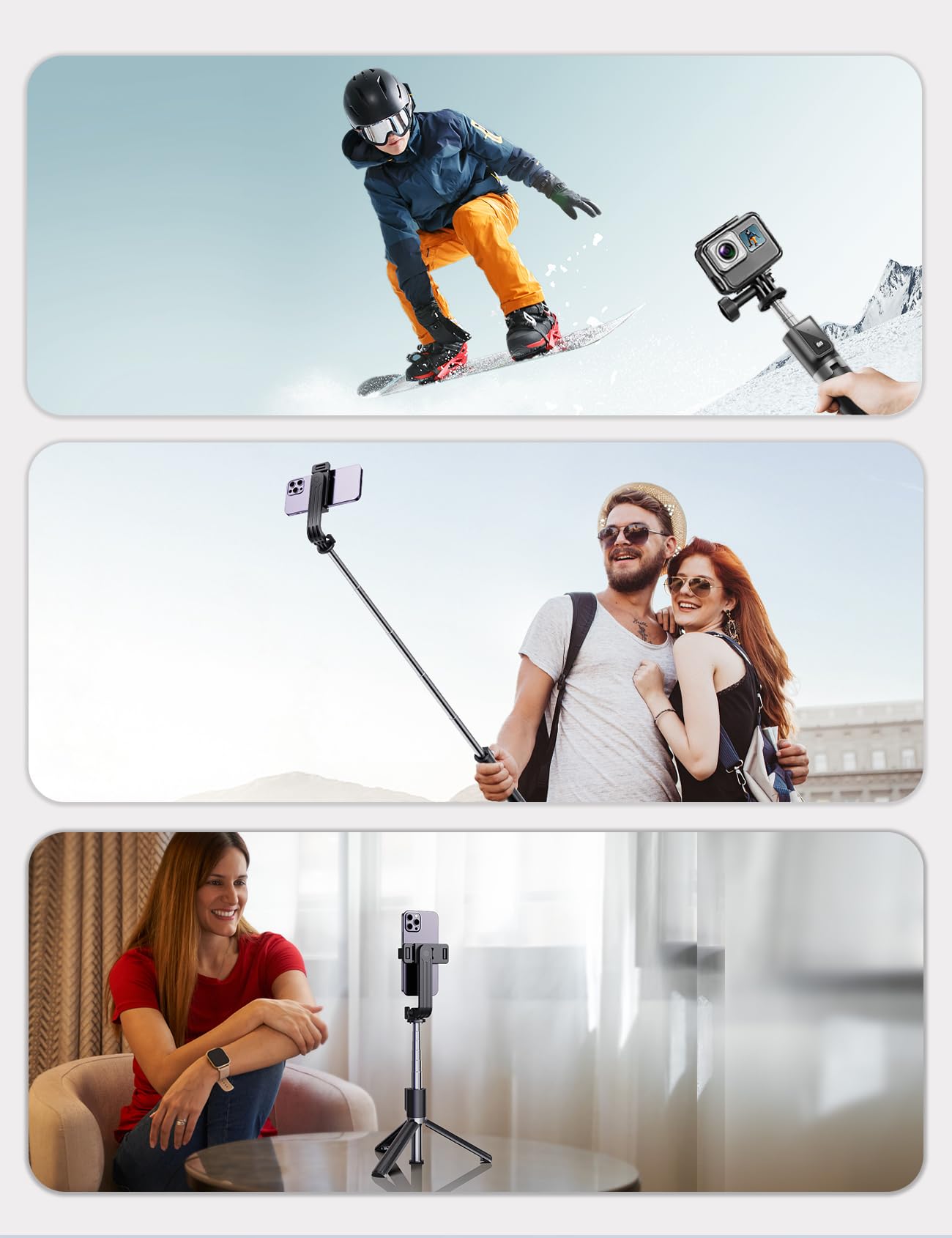 ANXRE Extendable Selfie Stick with Wireless Remote - Available at All In One Marketplace Canada