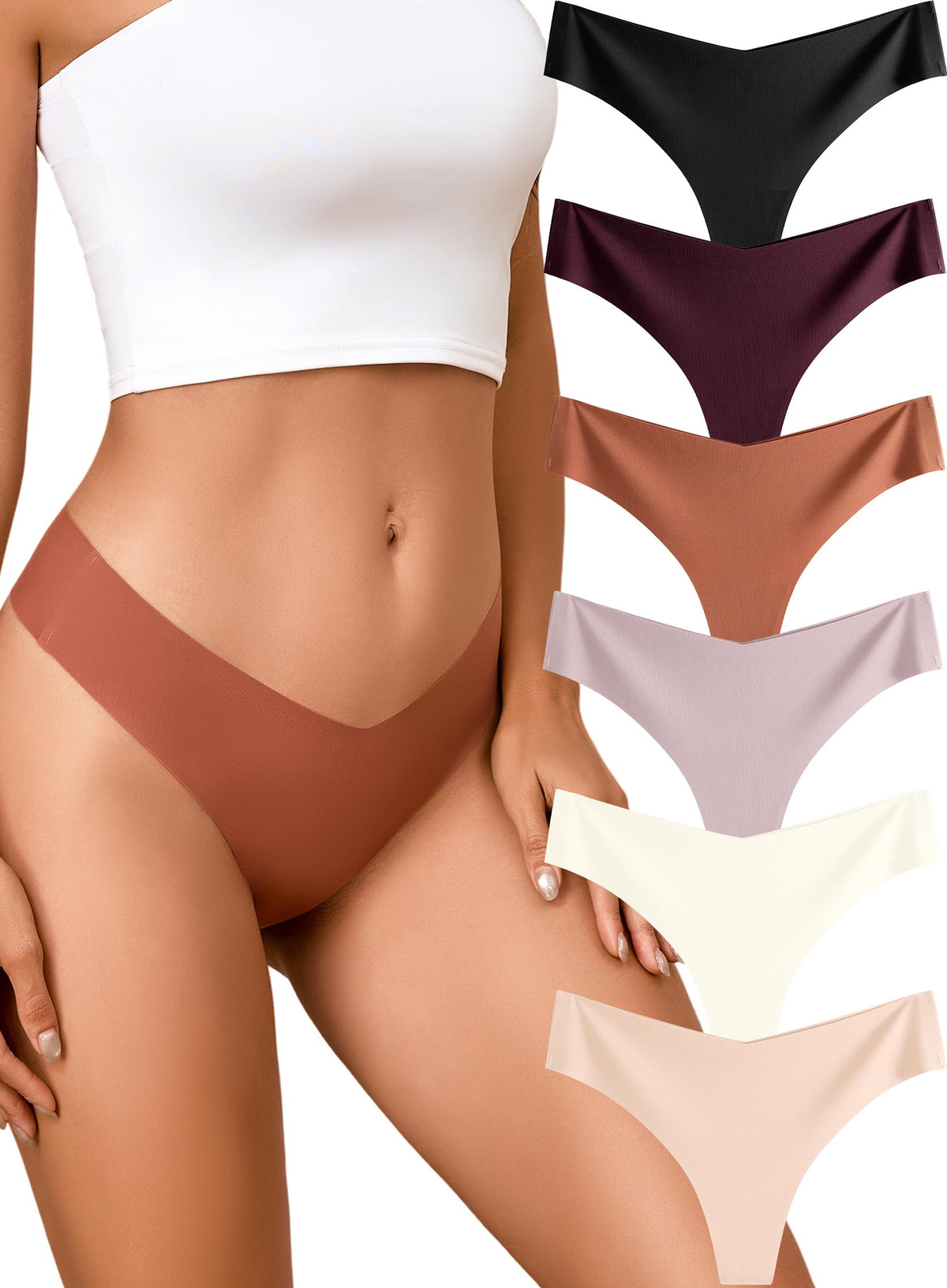 READY TO LOVE Underwear Womens 6 Pack Seamless Thongs No Show Yoga Panties 🍁 All In One Marketplace Canada