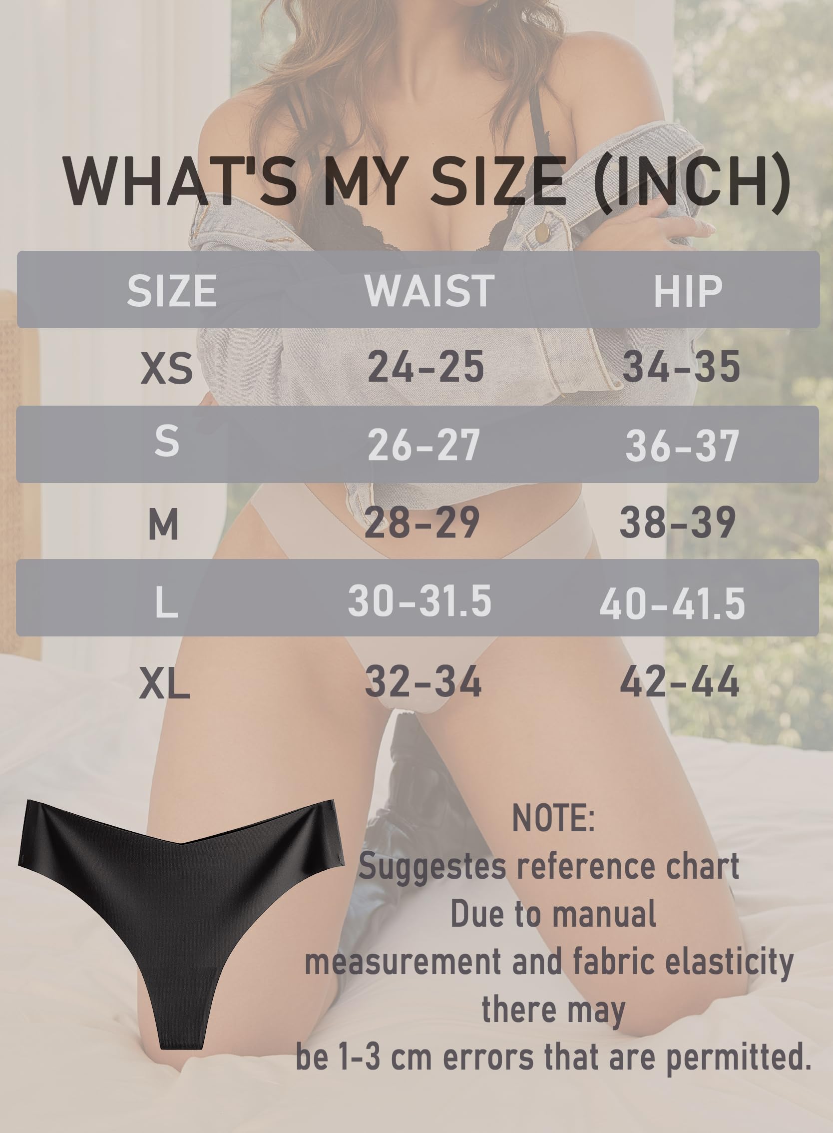 Underwear Womens Seamless Underwear Thongs for Women Sexy No Show V-Waisted Ladies Tangas Panties 6 Pack