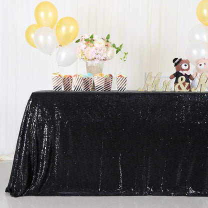 Nappe à paillettes noires B-COOL, sur-nappe d'Halloween, nappe scintillante carrée 90x90 pouces, décoration d'Halloween, nappe de mariage élégante et populaire