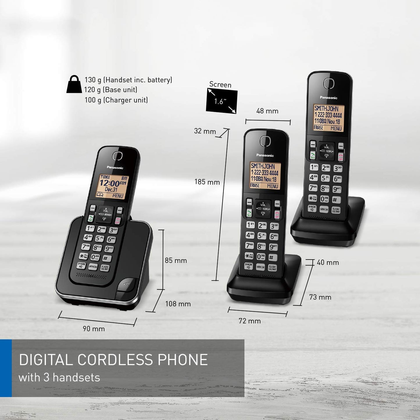 Panasonic DECT 6.0 Expandable Cordless Phone with Call Block - 3 Cordless Handsets - KX-TGC383CB (Black) 🍁 All In One Marketplace Canada